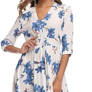 Blue and White Floral Maxi Dress